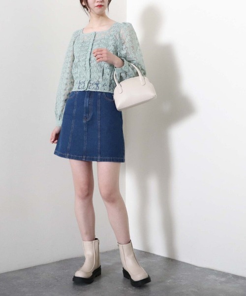 archives（アルシーヴ）の「台形ミニスカート（デニムスカート・レディース・アイボリー/ブラック/ロイヤルブルー・MEDIUM）」の12枚目の写真