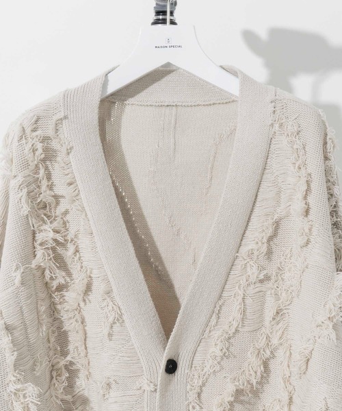 MAISON SPECIAL(メゾンスペシャル)の「《ユニセックスアイテム》プライムオーバーフリンジジャガードVネックニットカーディガン【MAISON SPECIAL/メゾンスペシャル】(カーディガン/ボレロ・メンズ・ブラック/オレンジ/グレイッシュベージュ・1/2)」の11枚目の写真