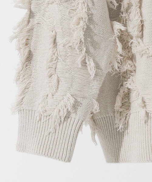 MAISON SPECIAL(メゾンスペシャル)の「《ユニセックスアイテム》プライムオーバーフリンジジャガードVネックニットカーディガン【MAISON SPECIAL/メゾンスペシャル】(カーディガン/ボレロ・メンズ・ブラック/オレンジ/グレイッシュベージュ・1/2)」の9枚目の写真