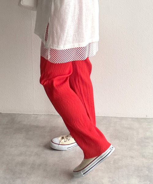 w closet（ダブルクローゼット）の「フリーカットイージーパンツ（その他パンツ・レディース・グレイッシュベージュ/ライム/ブラック/グリーン/サックスブルー/レッド・FREE）」の9枚目の写真