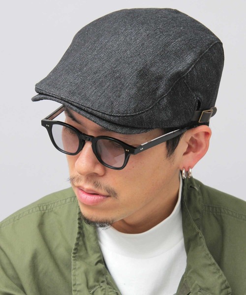 Ruben(ルーベン)の「デニム ヒッコリーストライプ ハンチング帽(ハンチング/ベレー帽・メンズ・ブラック/ネイビー/ストライプ・FREE)」の4枚目の写真