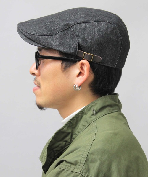 Ruben(ルーベン)の「デニム ヒッコリーストライプ ハンチング帽(ハンチング/ベレー帽・メンズ・ブラック/ネイビー/ストライプ・FREE)」の6枚目の写真