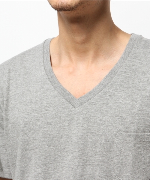 WEGO（ウィゴー）の「WEGO/スラブVネックポケTシャツ（Tシャツ/カットソー・メンズ・杢グレー/ブラック/ホワイト/ブルー・LARGE/SMALL/MEDIUM）」の15枚目の写真