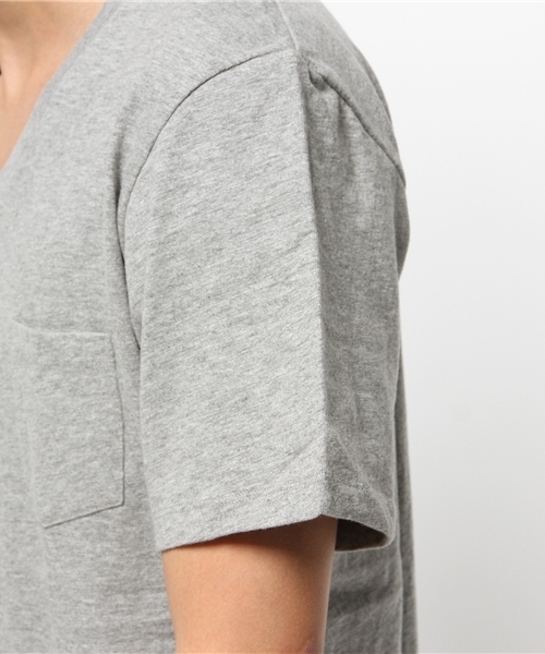 WEGO（ウィゴー）の「WEGO/スラブVネックポケTシャツ（Tシャツ/カットソー・メンズ・杢グレー/ブラック/ホワイト/ブルー・LARGE/SMALL/MEDIUM）」の16枚目の写真