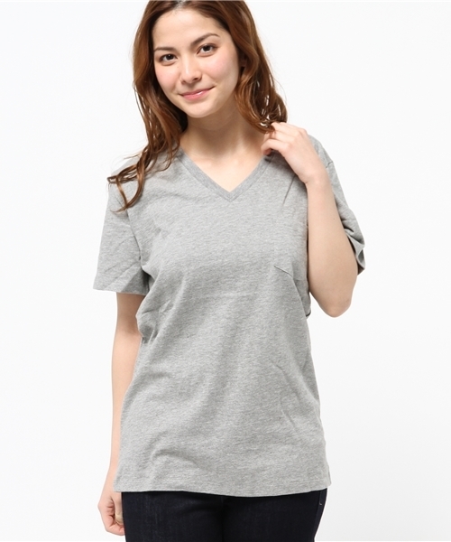 WEGO（ウィゴー）の「WEGO/スラブVネックポケTシャツ（Tシャツ/カットソー・メンズ・杢グレー/ブラック/ホワイト/ブルー・LARGE/SMALL/MEDIUM）」の8枚目の写真