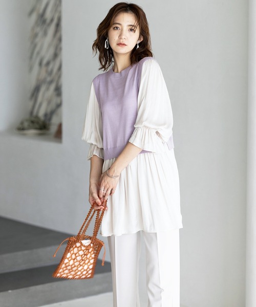 GeeRA(ジーラ)の「レイヤード風ドッキングチュニック(Tシャツ/カットソー・レディース・ブラック/ラベンダー・MEDIUM/LARGE/X-LARGE)」の11枚目の写真