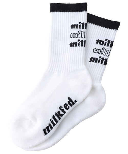 MILKFED.（ミルクフェド）の「TRIPLE COOPER LOGO SOCKS/ブランドロゴ/ミドル丈 靴下/ソックス（ソックス/靴下・レディース・ホワイト/ブラック/レッド/ライトパープル/ライトピンク・ONE SIZE）」の21枚目の写真