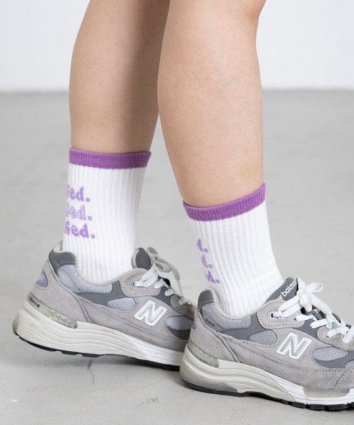 MILKFED.（ミルクフェド）の「TRIPLE COOPER LOGO SOCKS/ブランドロゴ/ミドル丈 靴下/ソックス（ソックス/靴下・レディース・ホワイト/ブラック/レッド/ライトパープル/ライトピンク・ONE SIZE）」の7枚目の写真