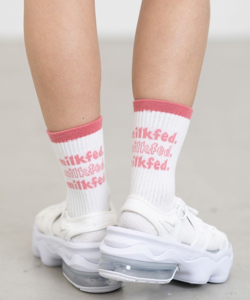 MILKFED.（ミルクフェド）の「TRIPLE COOPER LOGO SOCKS/ブランドロゴ/ミドル丈 靴下/ソックス（ソックス/靴下・レディース・ホワイト/ブラック/レッド/ライトパープル/ライトピンク・ONE SIZE）」の13枚目の写真