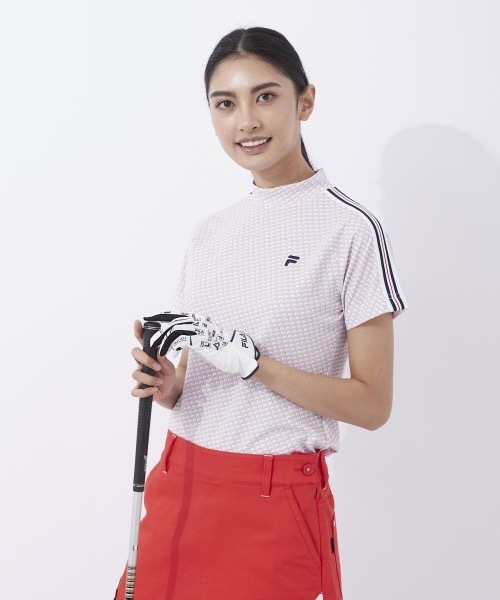 FILA GOLF（フィラゴルフ）の「【FILA GOLF:フィラゴルフ】レディースモックネック半袖シャツ ゴルフウェア（Tシャツ/カットソー