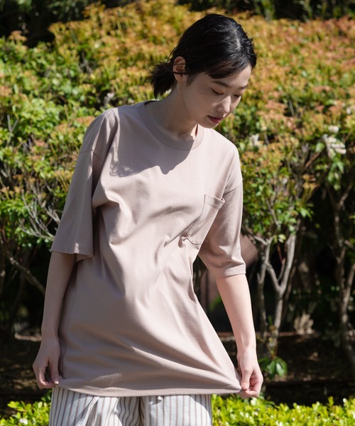 Blue Standard （ブルースタンダード）の「【BLUE STANDARD/ブルースタンダード】汗染みの目立ちにくいゼロステイン　汗シミ防止加工　撥水性　UVカット　胸ポケット付きクルーネックTシャツ（Tシャツ/カットソー・メンズ・ホワイト/ブラック/ダークグリーン/ネイビー/カーキ/サックスブルー/ピンク系その他/ダークベージュ/アーミー・SMALL/MEDIUM/X-LARGE/LARGE）」の20枚目の写真