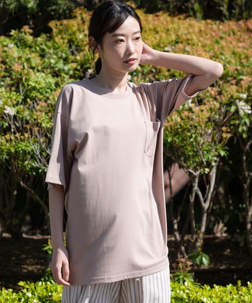 Blue Standard （ブルースタンダード）の「【BLUE STANDARD/ブルースタンダード】汗染みの目立ちにくいゼロステイン　汗シミ防止加工　撥水性　UVカット　胸ポケット付きクルーネックTシャツ（Tシャツ/カットソー・メンズ・ホワイト/ブラック/ダークグリーン/ネイビー/カーキ/サックスブルー/ピンク系その他/ダークベージュ/アーミー・SMALL/MEDIUM/X-LARGE/LARGE）」の21枚目の写真