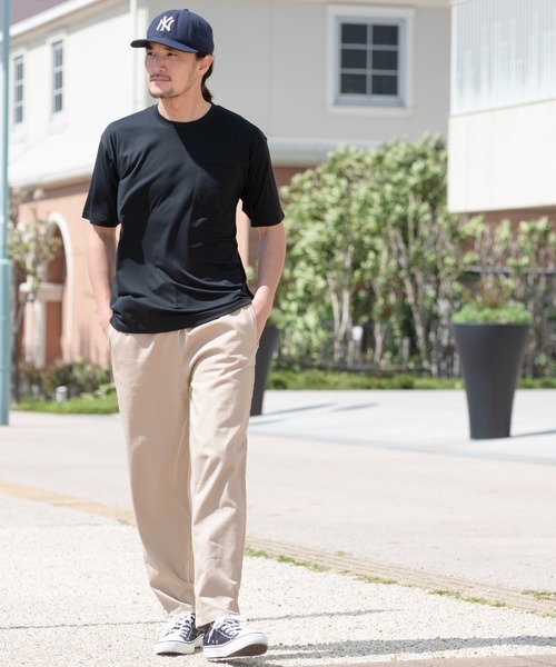 Blue Standard （ブルースタンダード）の「【BLUE STANDARD/ブルースタンダード】汗染みの目立ちにくいゼロステイン　汗シミ防止加工　撥水性　UVカット　胸ポケット付きクルーネックTシャツ（Tシャツ/カットソー・メンズ・ホワイト/ブラック/ダークグリーン/ネイビー/カーキ/サックスブルー/ピンク系その他/ダークベージュ/アーミー・SMALL/MEDIUM/X-LARGE/LARGE）」の16枚目の写真