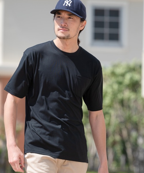 Blue Standard （ブルースタンダード）の「【BLUE STANDARD/ブルースタンダード】汗染みの目立ちにくいゼロステイン　汗シミ防止加工　撥水性　UVカット　胸ポケット付きクルーネックTシャツ（Tシャツ/カットソー・メンズ・ホワイト/ブラック/ダークグリーン/ネイビー/カーキ/サックスブルー/ピンク系その他/ダークベージュ/アーミー・SMALL/MEDIUM/X-LARGE/LARGE）」の17枚目の写真