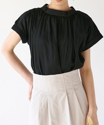 un dix cors | 愛用したくなる　スタンドカラーハイブリッドギャザーブラウス(シャツ/ブラウス)