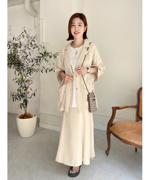 JUMELLE（ジュメロ）の「リネンウエストマークジャケット（テーラードジャケット・レディース・ベージュ・FREE）」の5枚目の写真