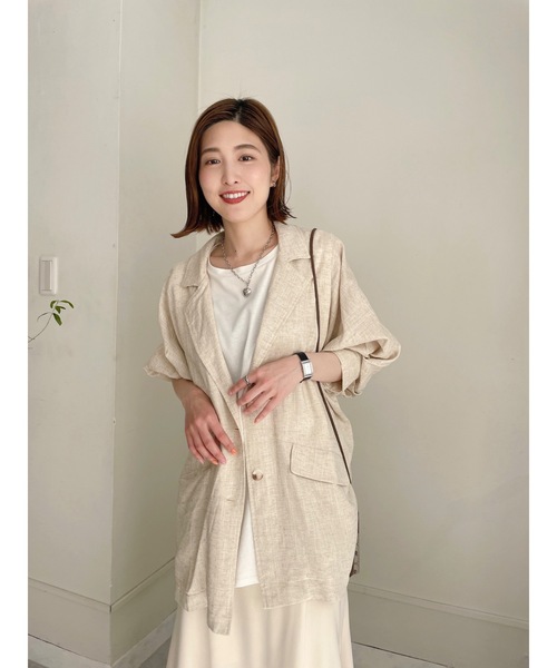 JUMELLE（ジュメロ）の「リネンウエストマークジャケット（テーラードジャケット・レディース・ベージュ・FREE）」の6枚目の写真