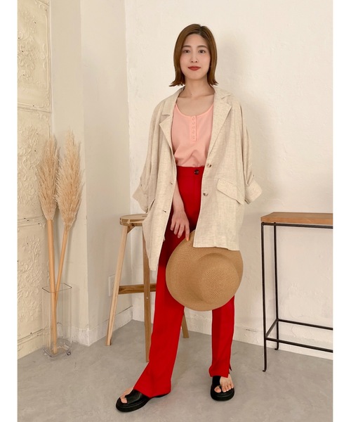 JUMELLE（ジュメロ）の「リネンウエストマークジャケット（テーラードジャケット・レディース・ベージュ・FREE）」の10枚目の写真