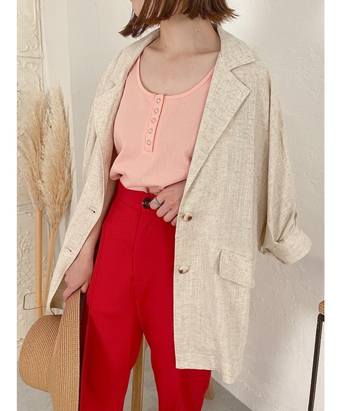 JUMELLE（ジュメロ）の「リネンウエストマークジャケット（テーラードジャケット・レディース・ベージュ・FREE）」の14枚目の写真