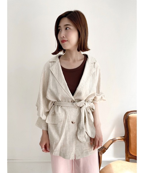 JUMELLE（ジュメロ）の「リネンウエストマークジャケット（テーラードジャケット・レディース・ベージュ・FREE）」の18枚目の写真