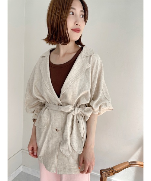 JUMELLE（ジュメロ）の「リネンウエストマークジャケット（テーラードジャケット・レディース・ベージュ・FREE）」の19枚目の写真