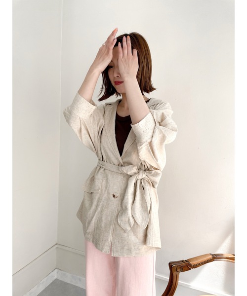 JUMELLE（ジュメロ）の「リネンウエストマークジャケット（テーラードジャケット・レディース・ベージュ・FREE）」の20枚目の写真