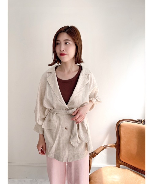 JUMELLE（ジュメロ）の「リネンウエストマークジャケット（テーラードジャケット・レディース・ベージュ・FREE）」の21枚目の写真