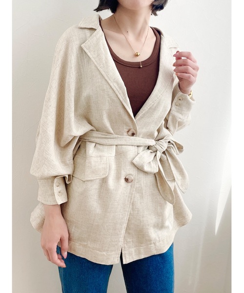 JUMELLE（ジュメロ）の「リネンウエストマークジャケット（テーラードジャケット・レディース・ベージュ・FREE）」の17枚目の写真