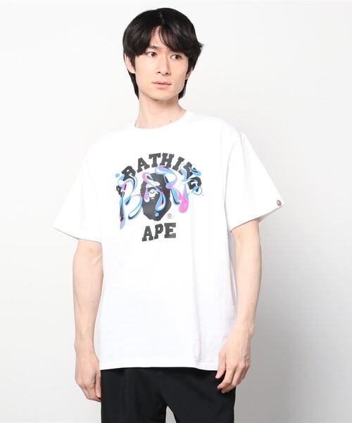 トップス MARBLE CAMO LIQUID COLLEGE TEE BAPE CUT AND SEWN MARBLE CAMO LIQUID COLLEGE TEE