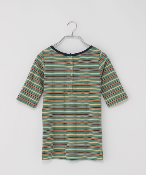 niko and...（ニコアンド）の「[MODE NORM CORE]マルチボーダー2WAYプルオーバー（Tシャツ/カットソー・レディース・ネイビー/オフホワイト/ライトグリーン・MEDIUM/LARGE）」の8枚目の写真