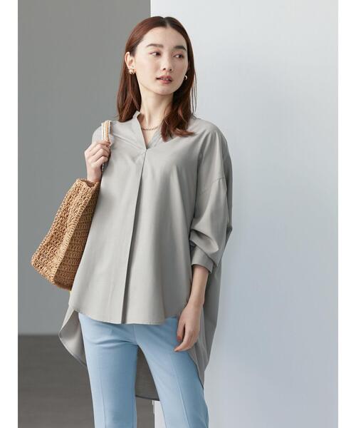 AMERICAN HOLIC（アメリカンホリック）の「イージーケアバックタックリラックススキッパーシャツ（シャツ/ブラウス・レディース・オフホワイト/グレイッシュベージュ・M/L）」の10枚目の写真