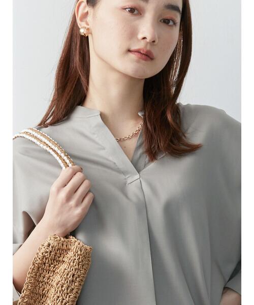 AMERICAN HOLIC（アメリカンホリック）の「イージーケアバックタックリラックススキッパーシャツ（シャツ/ブラウス・レディース・オフホワイト/グレイッシュベージュ・M/L）」の7枚目の写真