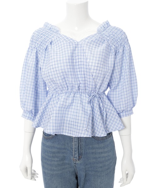 fifth（フィフス）の「【9周年記念】ペプラムチェックブラウス（シャツ/ブラウス・レディース・ブラック/ブルー・M）」の11枚目の写真