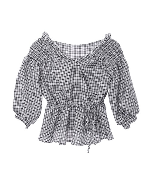fifth（フィフス）の「【9周年記念】ペプラムチェックブラウス（シャツ/ブラウス・レディース・ブラック/ブルー・M）」の14枚目の写真