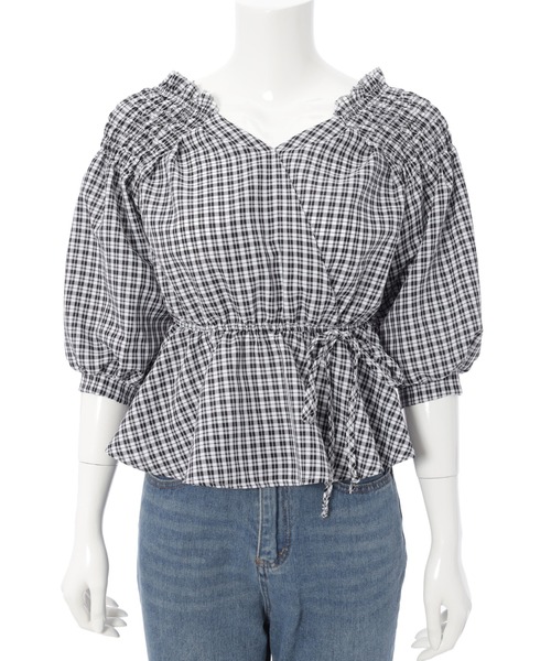 fifth（フィフス）の「【9周年記念】ペプラムチェックブラウス（シャツ/ブラウス・レディース・ブラック/ブルー・M）」の15枚目の写真