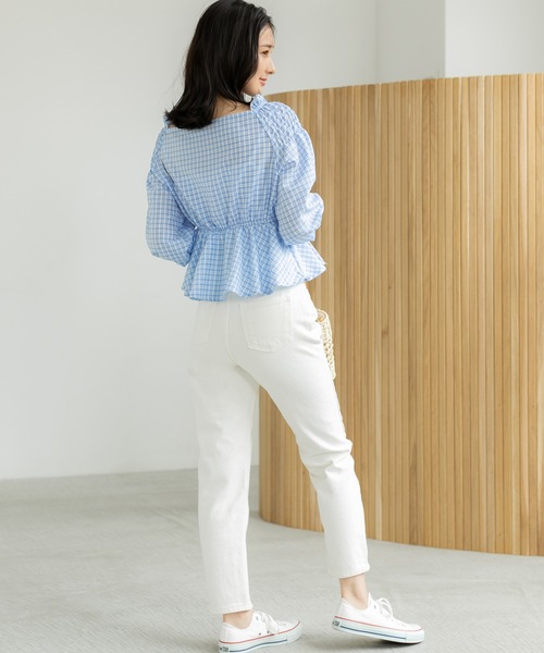 fifth（フィフス）の「【9周年記念】ペプラムチェックブラウス（シャツ/ブラウス・レディース・ブラック/ブルー・M）」の5枚目の写真