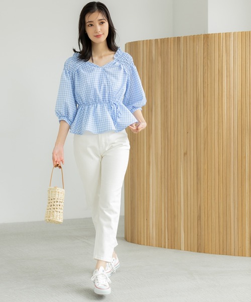 fifth（フィフス）の「【9周年記念】ペプラムチェックブラウス（シャツ/ブラウス・レディース・ブラック/ブルー・M）」の12枚目の写真