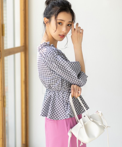 fifth（フィフス）の「【9周年記念】ペプラムチェックブラウス（シャツ/ブラウス・レディース・ブラック/ブルー・M）」の19枚目の写真