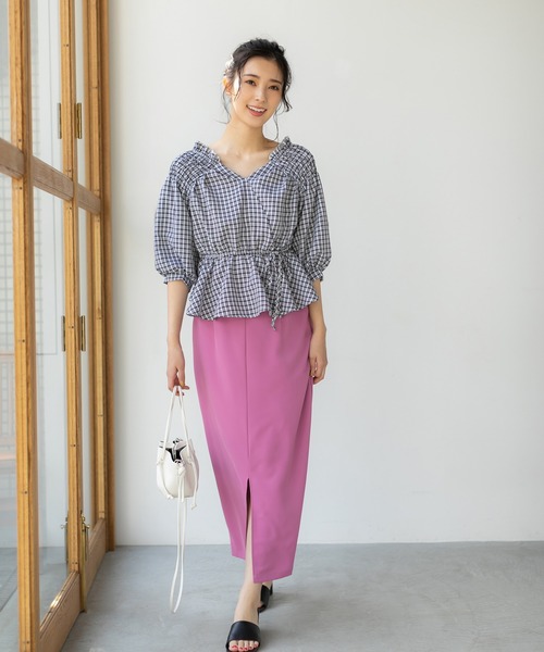 fifth（フィフス）の「【9周年記念】ペプラムチェックブラウス（シャツ/ブラウス・レディース・ブラック/ブルー・M）」の16枚目の写真