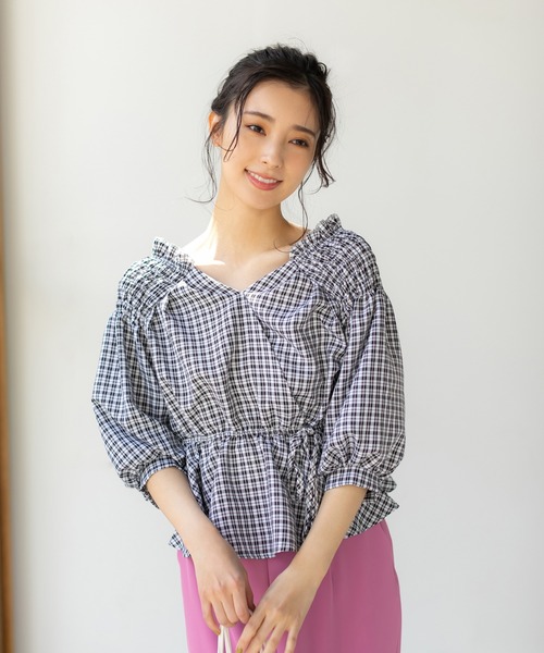 fifth（フィフス）の「【9周年記念】ペプラムチェックブラウス（シャツ/ブラウス・レディース・ブラック/ブルー・M）」の20枚目の写真