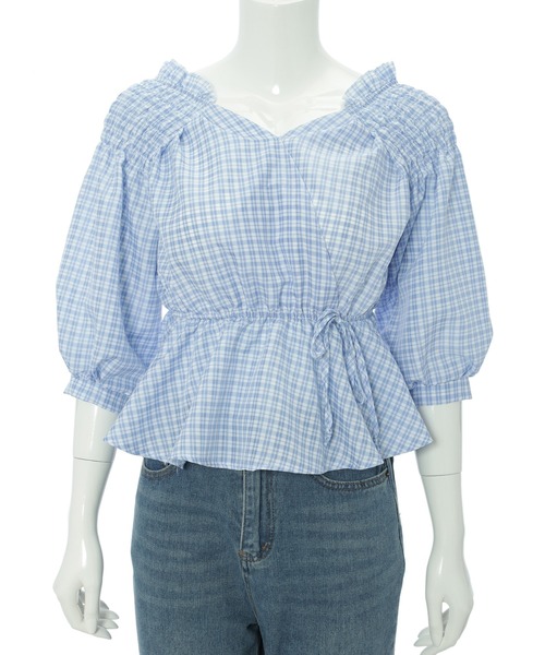 fifth（フィフス）の「【9周年記念】ペプラムチェックブラウス（シャツ/ブラウス・レディース・ブラック/ブルー・M）」の21枚目の写真