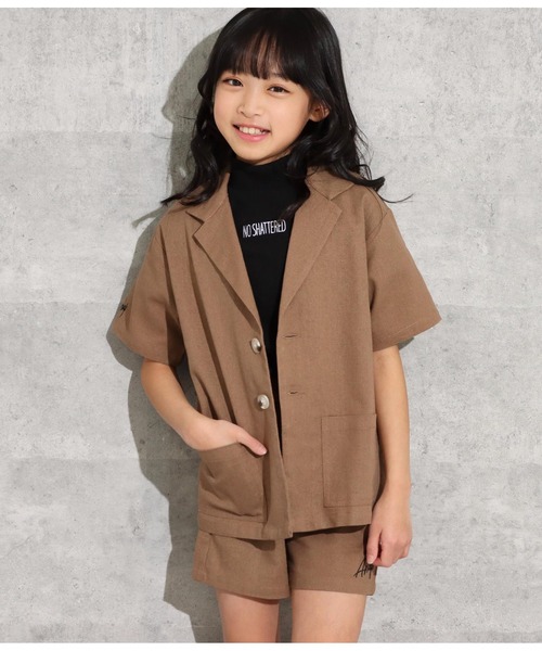 ANAP kids（アナップキッズ）の「リネン風セットアップ（シャツ/ブラウス・キッズ・アイボリー/ベージュ・130cm/110cm/120cm）」の5枚目の写真