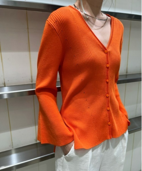 styling/ ベルスリーブニットカーディガン　ブラック styling/（スタイリング）の「ベルスリーブニットカーディガン