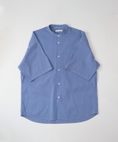 y/m by kitsune（イムバイキツネ）の「ハーフスリーブストライプバンドカラーシャツ（シャツ/ブラウス・メンズ・ホワイト/ネイビー・MEDIUM/LARGE）」の10枚目の写真