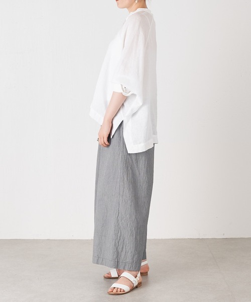 BEARDSLEY（ビアズリー）の「ドルマンリネンシャツ（シャツ/ブラウス・レディース・ホワイト/イエロー/ブルー・FREE）」の5枚目の写真