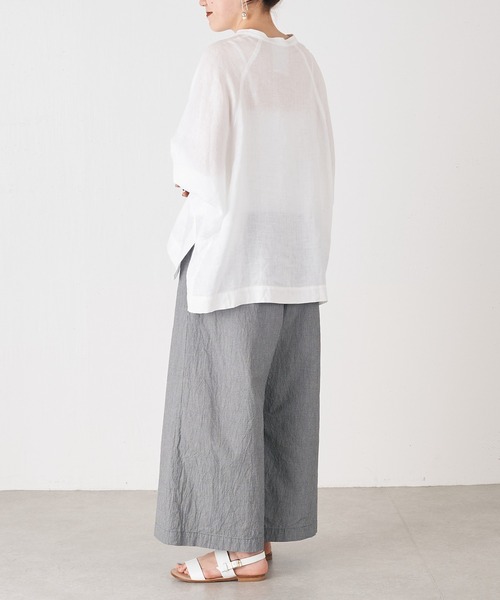 BEARDSLEY（ビアズリー）の「ドルマンリネンシャツ（シャツ/ブラウス・レディース・ホワイト/イエロー/ブルー・FREE）」の6枚目の写真