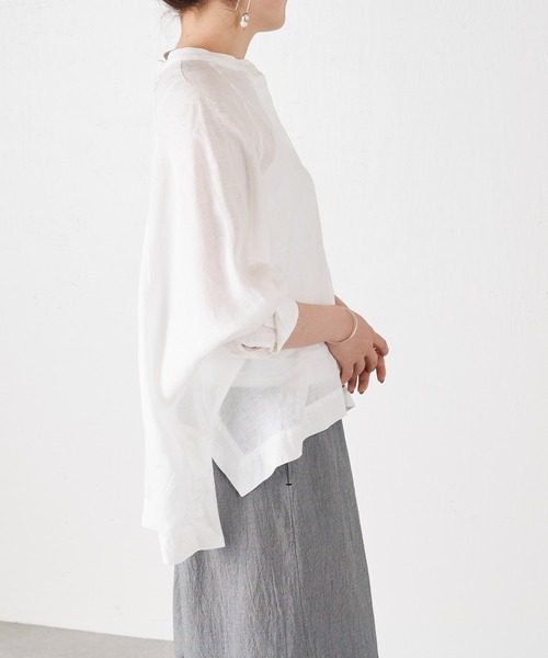 BEARDSLEY（ビアズリー）の「ドルマンリネンシャツ（シャツ/ブラウス・レディース・ホワイト/イエロー/ブルー・FREE）」の9枚目の写真
