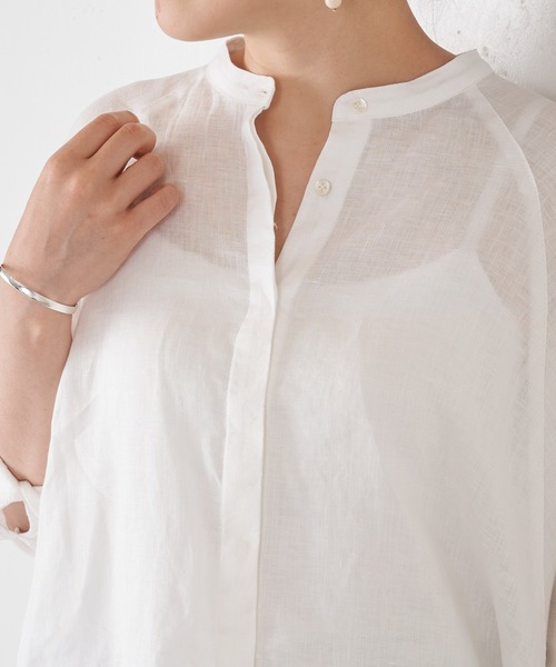 BEARDSLEY（ビアズリー）の「ドルマンリネンシャツ（シャツ/ブラウス・レディース・ホワイト/イエロー/ブルー・FREE）」の11枚目の写真