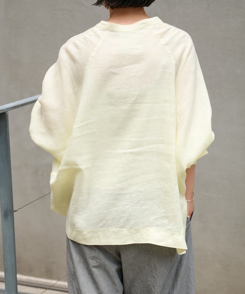 BEARDSLEY（ビアズリー）の「ドルマンリネンシャツ（シャツ/ブラウス・レディース・ホワイト/イエロー/ブルー・FREE）」の17枚目の写真