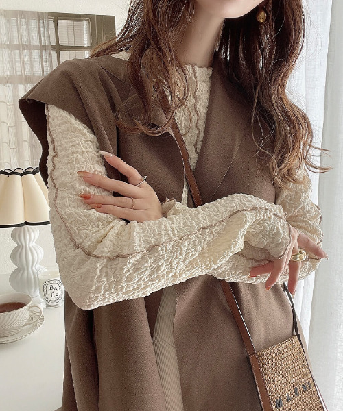 ISOOK(アイスー)の「Back tuck gillet / バックタックジレ(meg select)(その他アウター・レディース・ブラック/ブラウン・FREE)」の8枚目の写真